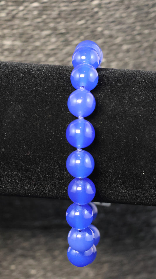 Halfedelsteen Blauwe Agaat Armband met zilveren slot 00620634