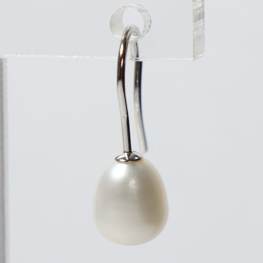 Parel hangoorbellen zilver witte biwa parel 7mm
