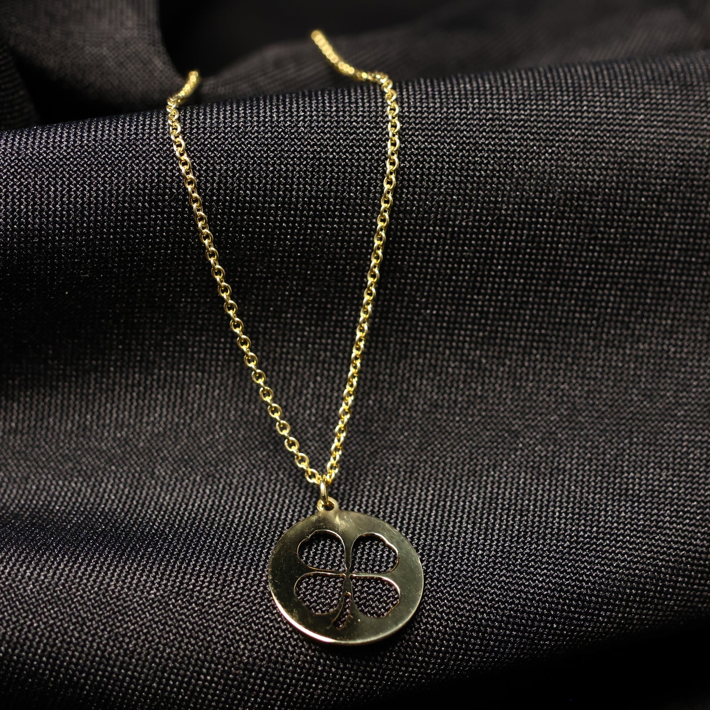18KT gouden ketting met klavertje vier hanger 067082/42