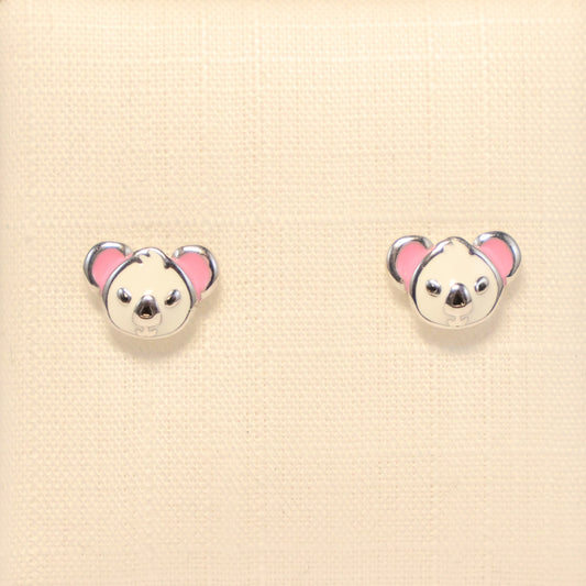 Zilveren Kids koala beer Oorbellen