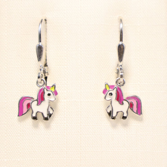 Zilveren eenhoorn Kids hangoorbellen 58487