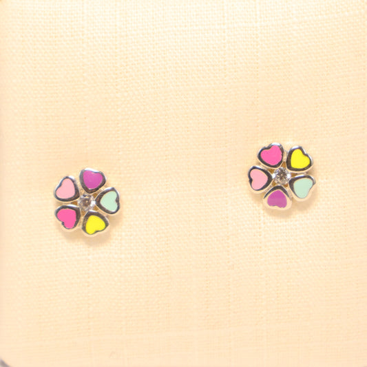 Zilveren Kids hartjes bloem Oorbellen 478790