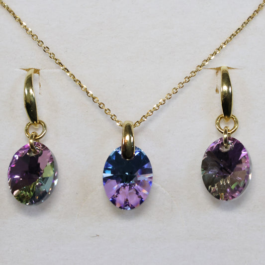 Spark 18kt vergulde Zilveren Hangoorbellen met Swarovski kristal KWG602812VL