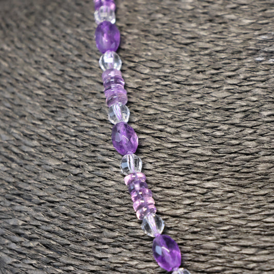 Amethist & Bergkristal Halssnoer met zilveren slot