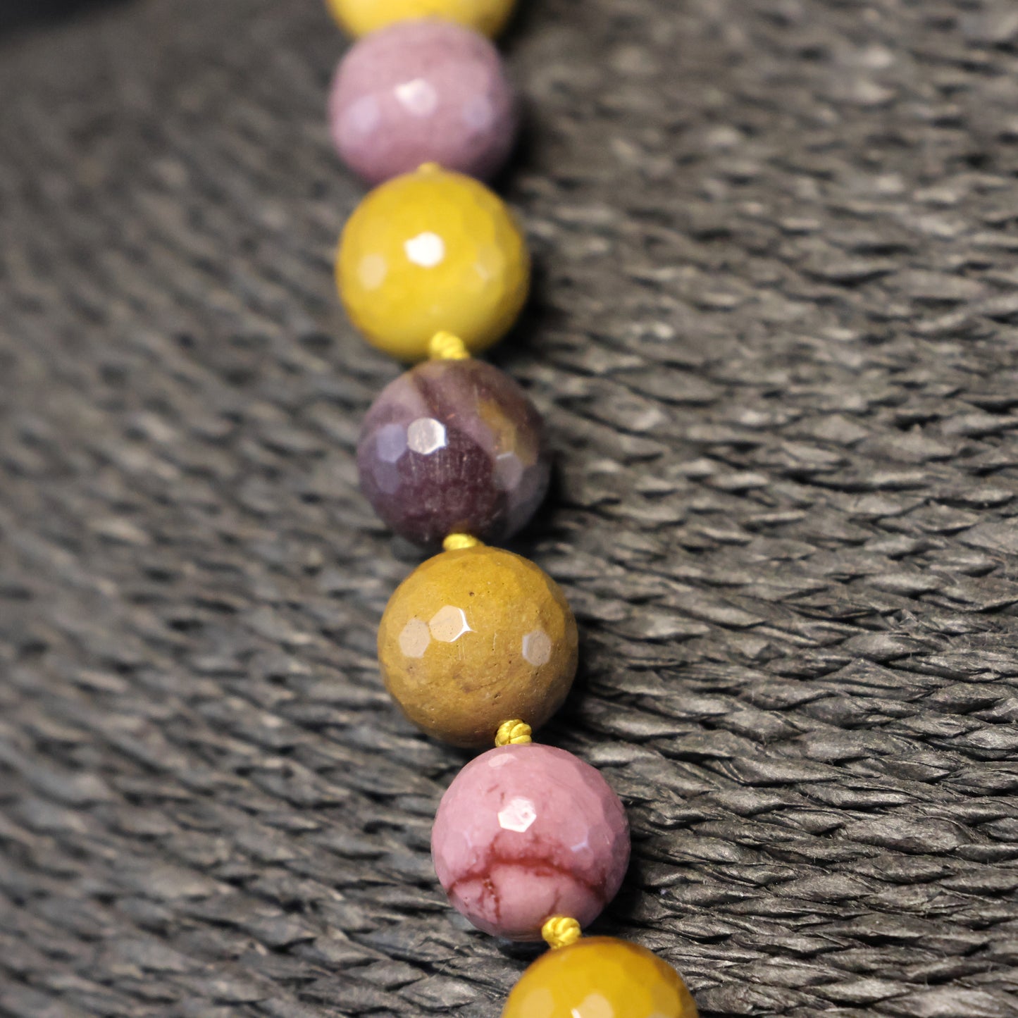 Semi-precious stone necklace combination chalcedony-rock crystal-agate-lapis lazula with silver clasp
