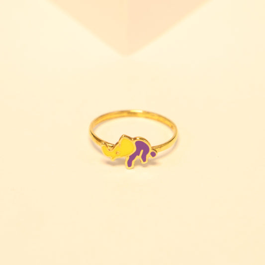 9 karaat Kids geel/paarse olifant ring