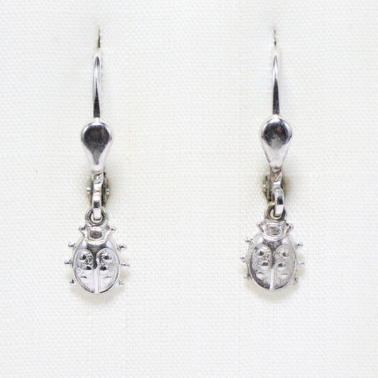 Zilveren Kids lieveheersbeestje hangoorbellen