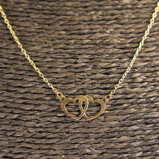 Gouden Ketting met dubbel hartje 065161/42