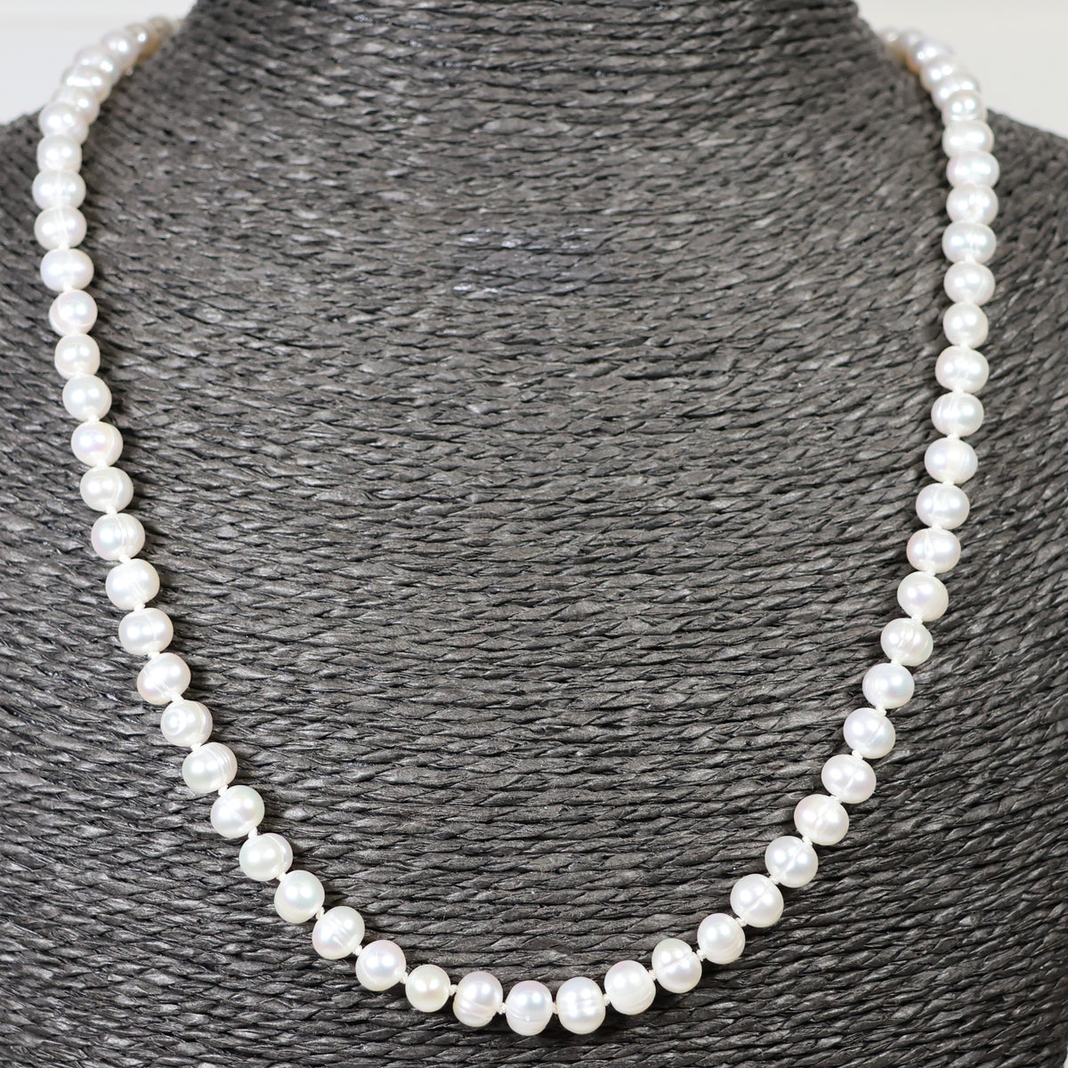 Parelketting 48cm 5mm zoetwaterparel zilveren slot
