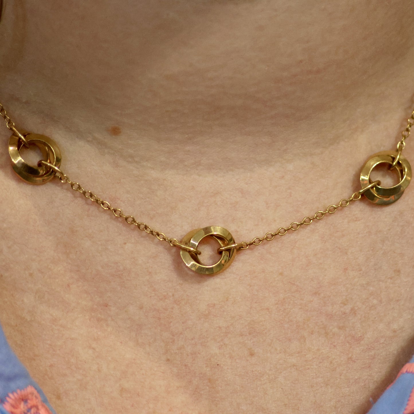 18kt geel gouden Ketting met tussenstukken 048319