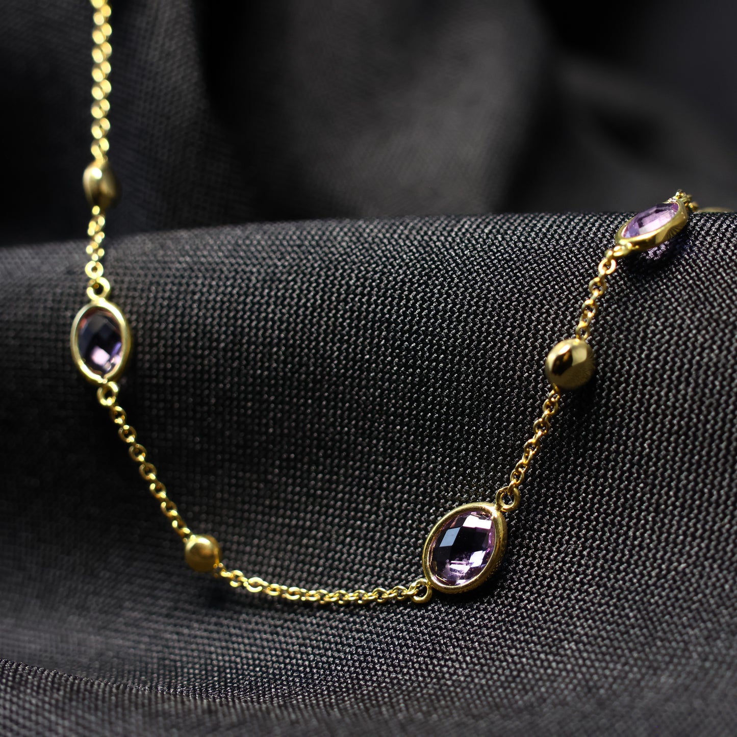 18kt geel gouden Ketting met kleurstenen 054836B