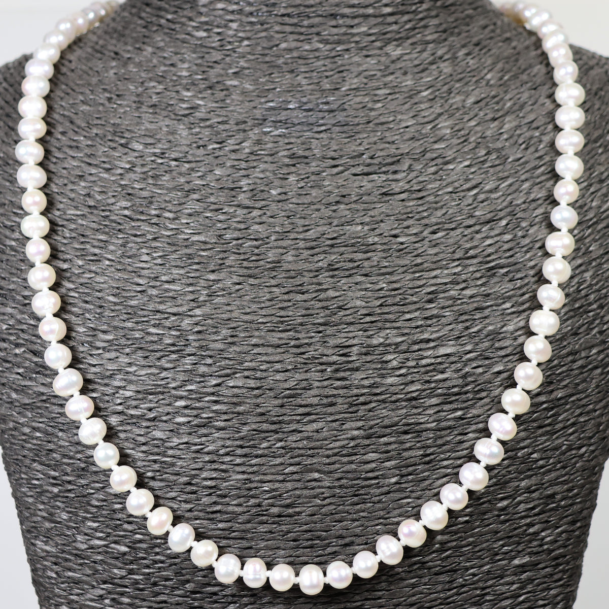Parelketting 52cm 5mm zoetwaterparel zilveren slot