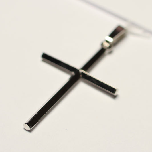 Zilveren fijn kruis hanger zirconium 30mm