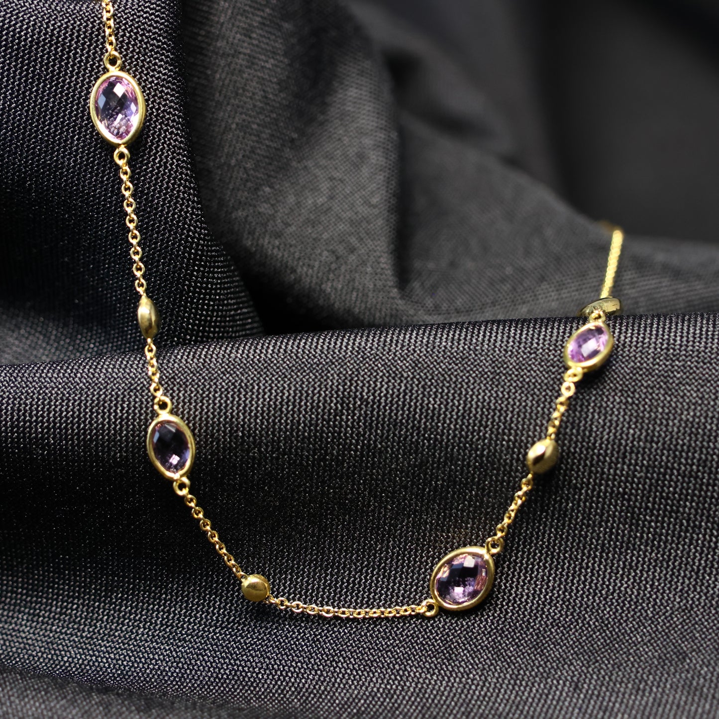 18kt geel gouden Ketting met kleurstenen 054836B