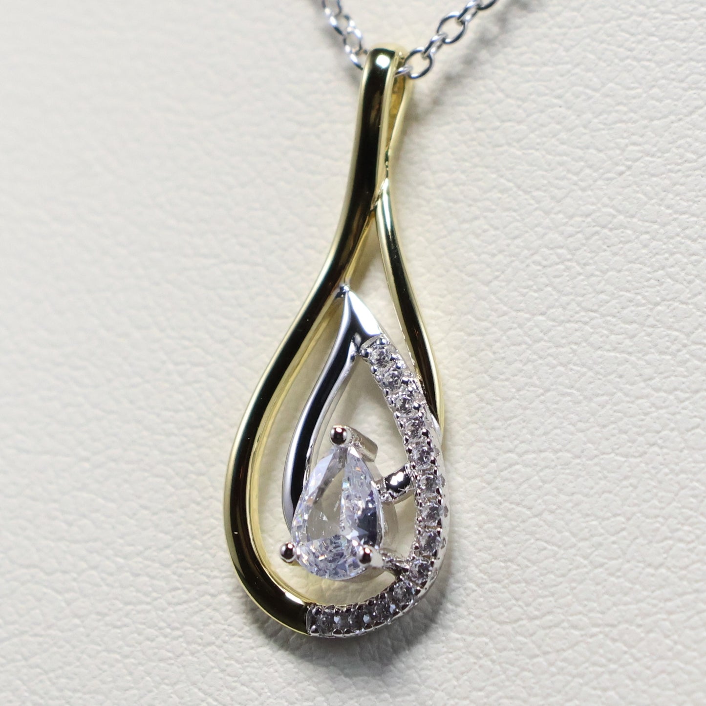 Naiomy zilveren ketting met bicolor druppel hanger N5P70