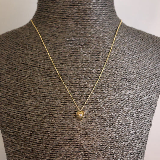 Gouden Ketting met hartje en briljant hanger 065940A