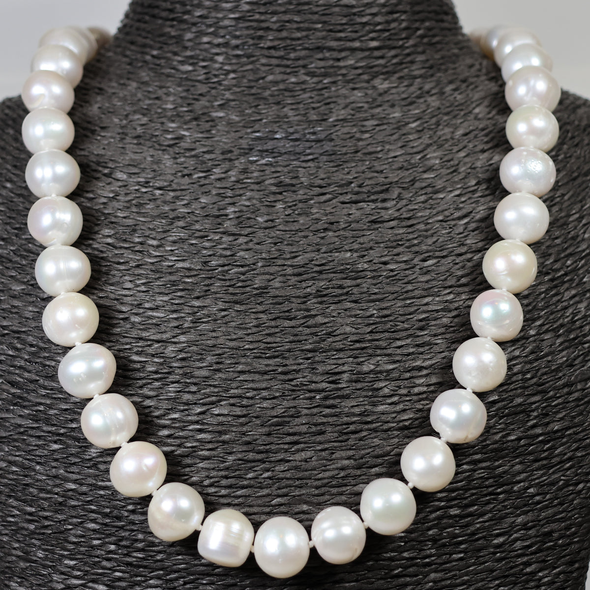 Parelketting 50cm 12mm zoetwaterparel zilveren magneetslot
