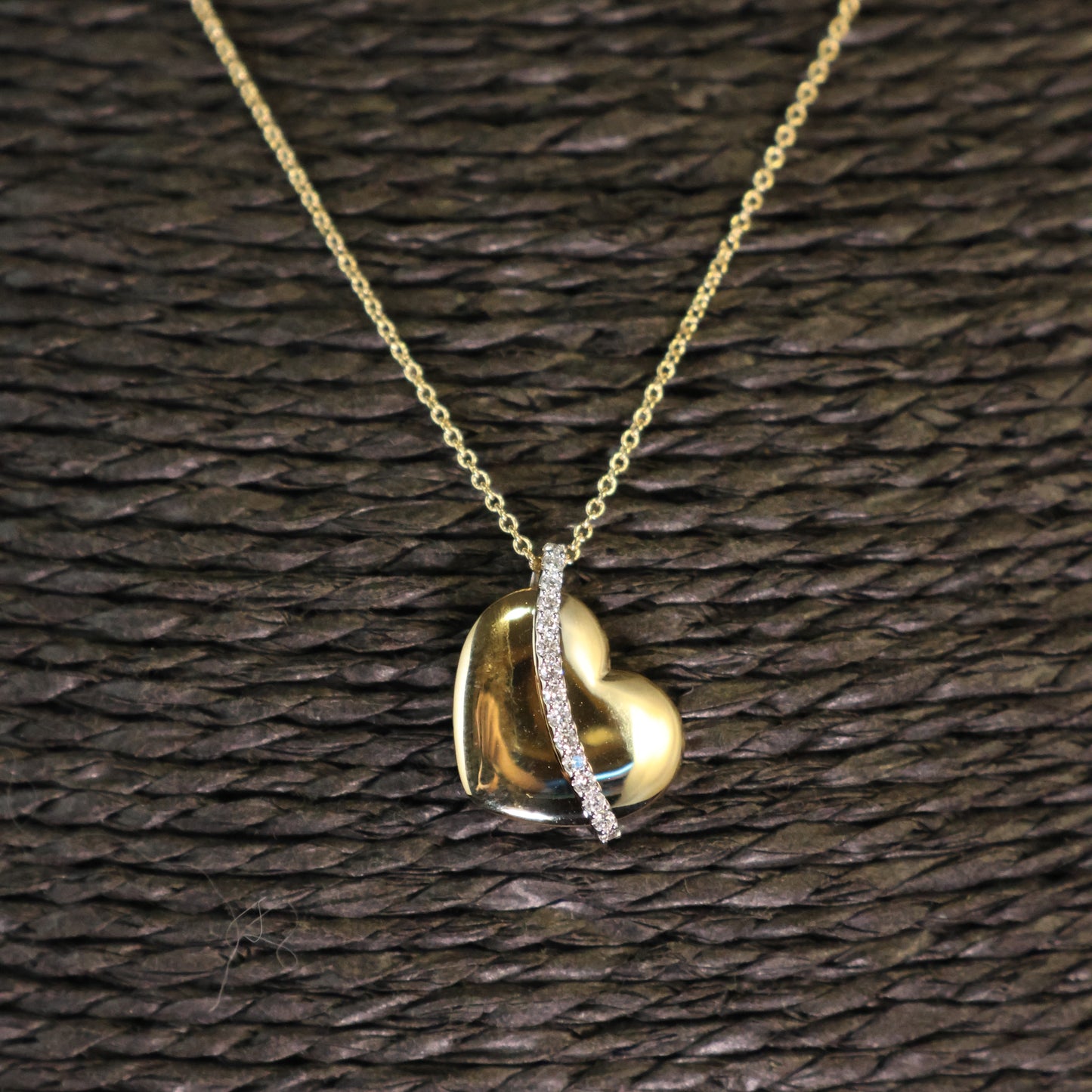 Gouden Ketting met hartje en briljant 067012A