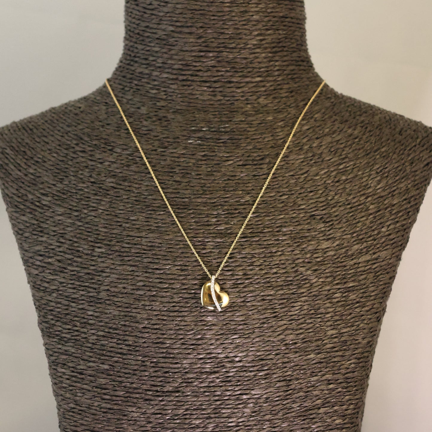 Gouden Ketting met hartje en briljant 067012A