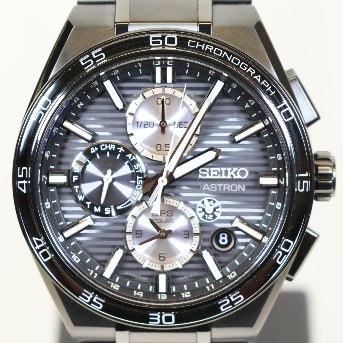 Seiko Astron SSH179J1 titanium herenhorloge GPS solar dual time black