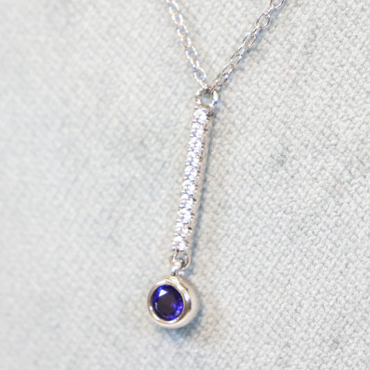 Naiomy Moments zilveren ketting met staafje en blauwe steen B9T05