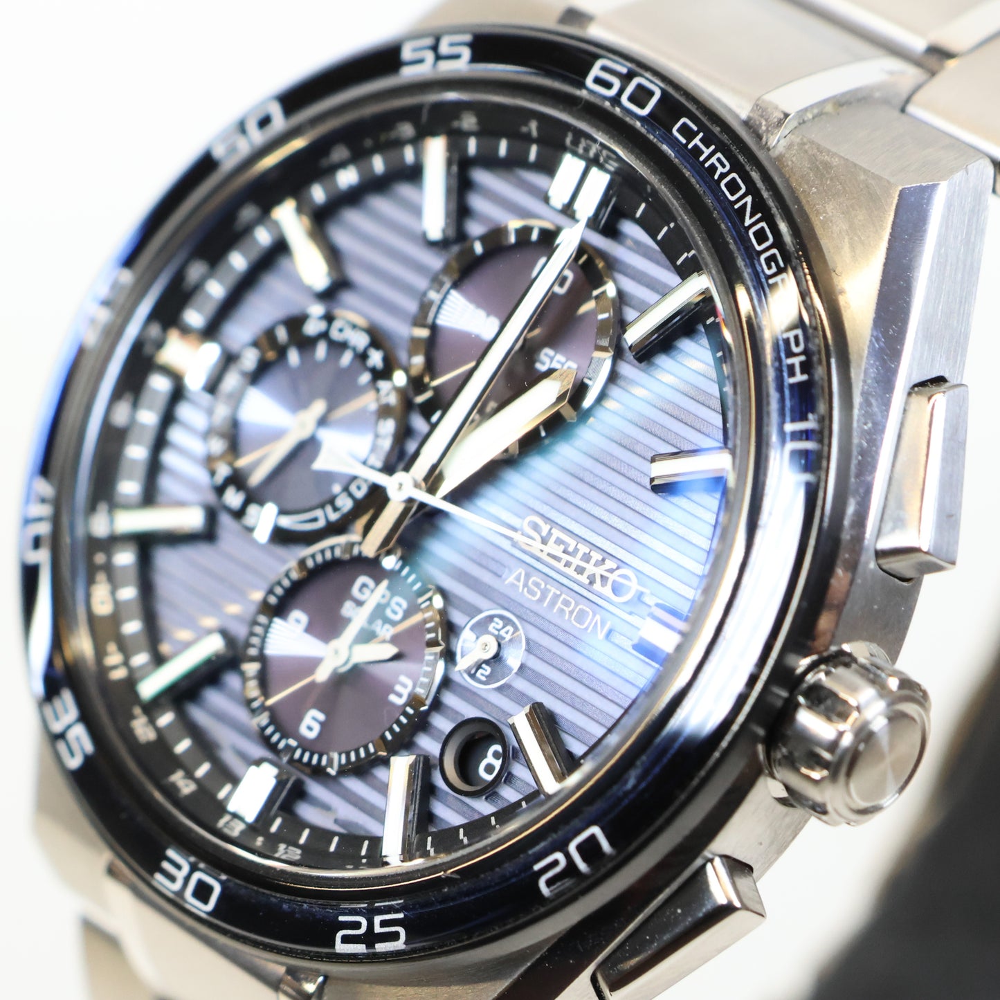 Seiko Astron SSH175J1 titanium herenhorloge GPS solar dual-time blue