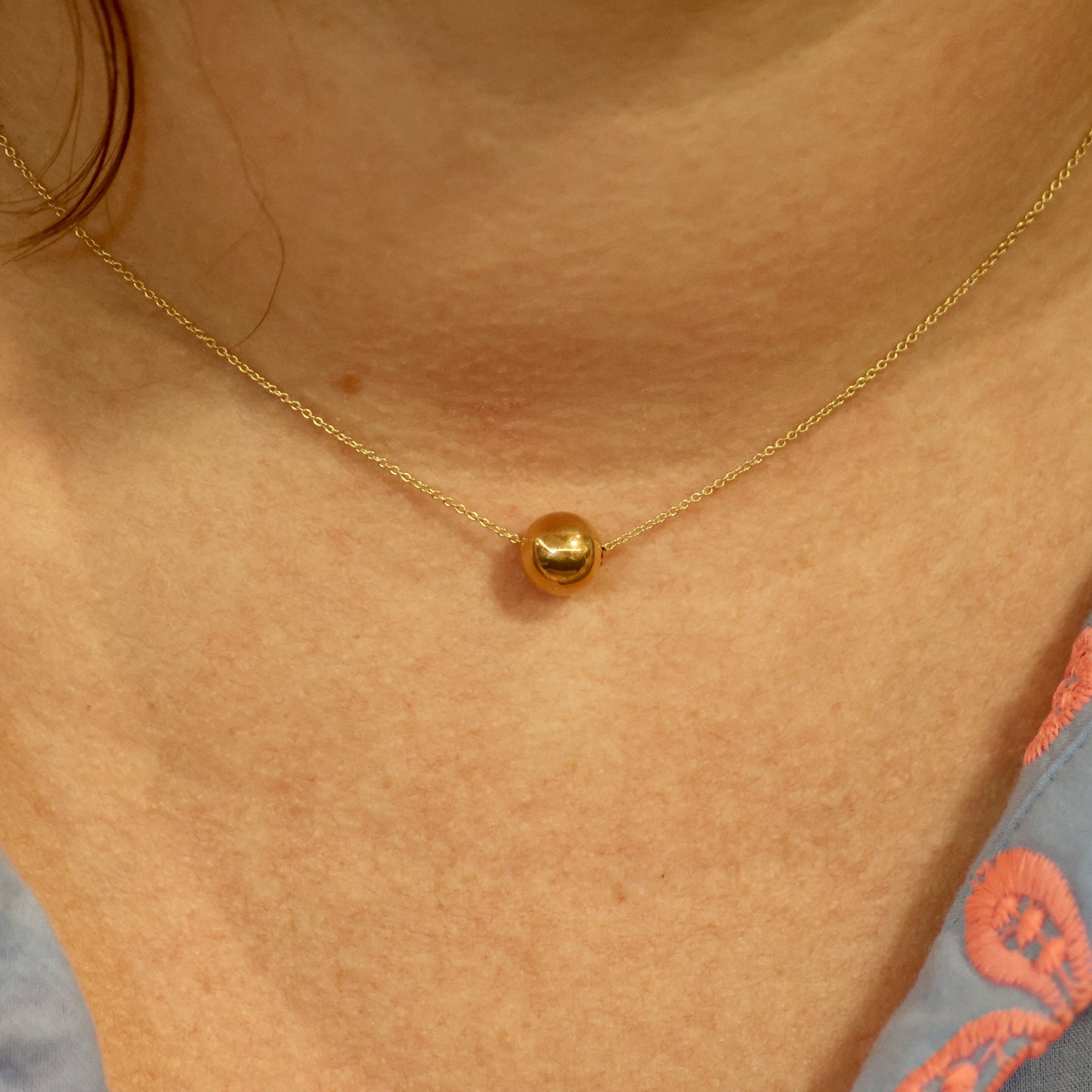 18KT geel gouden ketting met bolletje 060360/42