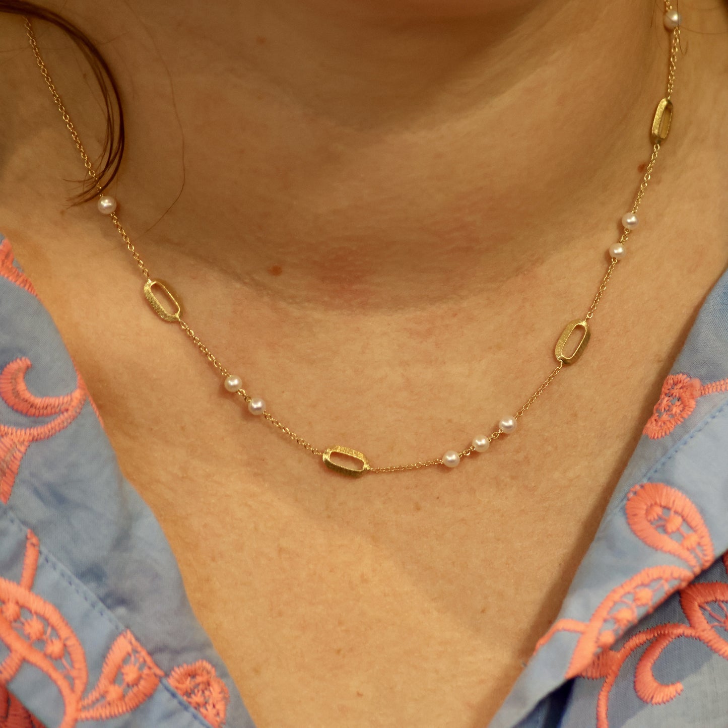 18KT geel gouden ketting met parel 068280P