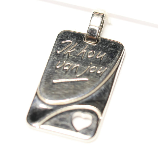 Tresor zilveren hanger "ik hou van jou" plaatje glans B163N