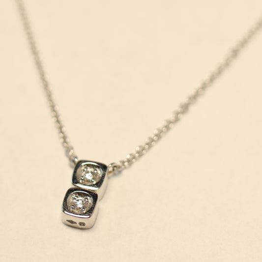 Wit gouden ketting met tussenstuk met briljant 059261A