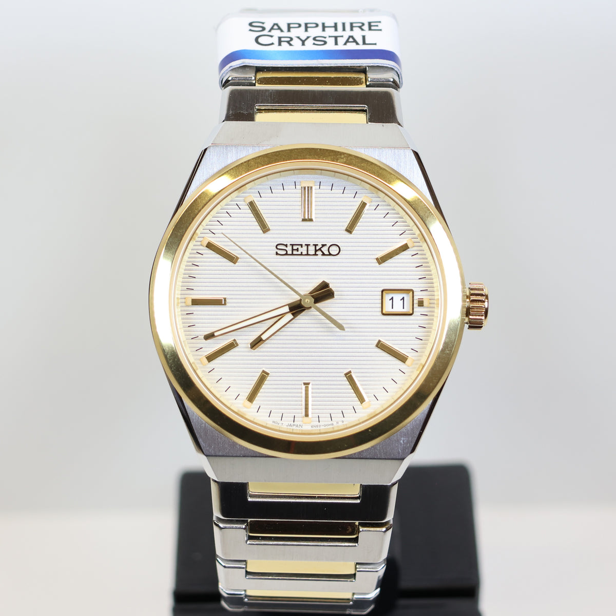 Seiko herenhorloge SUR558P1 quartz date bicolor white dial