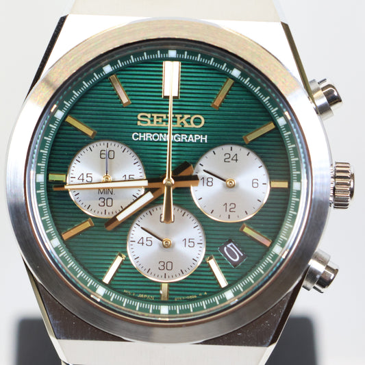 Seiko herenhorloge SSB461P1 quartz chrono green dial