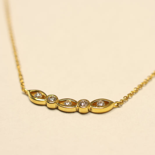 Ketting geel goud met tussenstuk met briljant 063625A