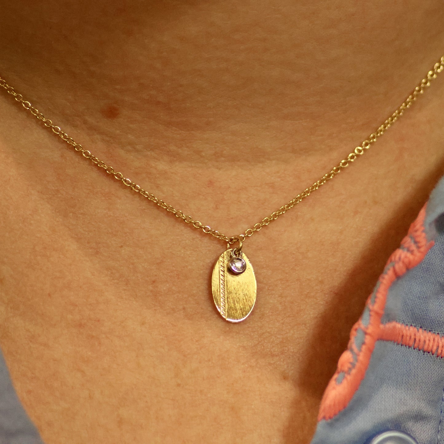 Ketting geel goud met hanger met briljant 067098