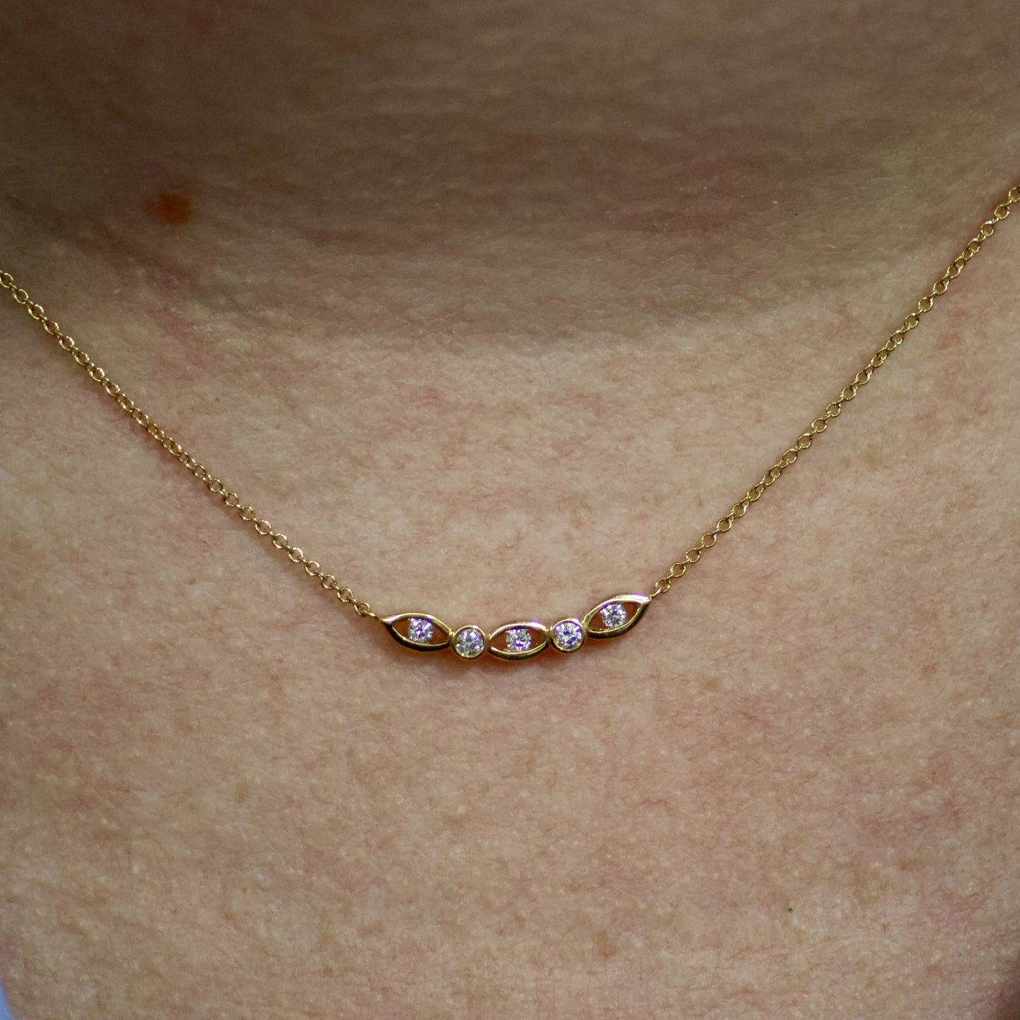 Ketting geel goud met tussenstuk met briljant 063625A
