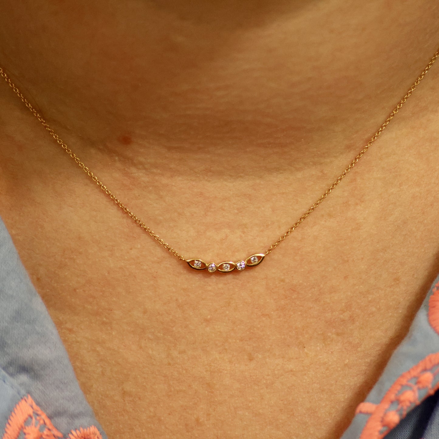 Ketting geel goud met tussenstuk met briljant 063625A