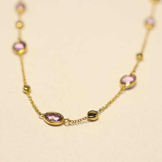 18kt geel gouden Ketting met kleurstenen 054836B