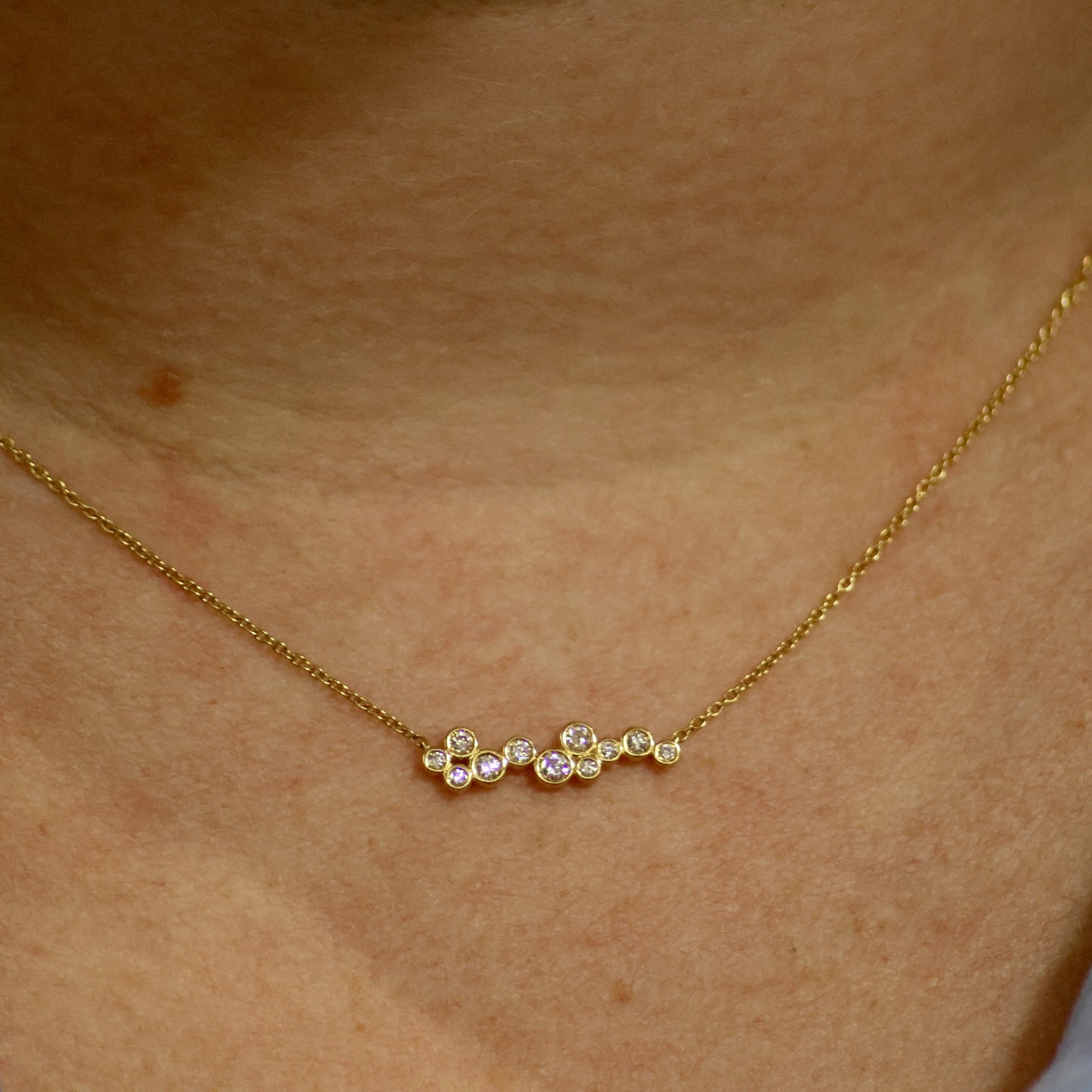 Ketting geel goud met tussenstuk met briljant 064327A