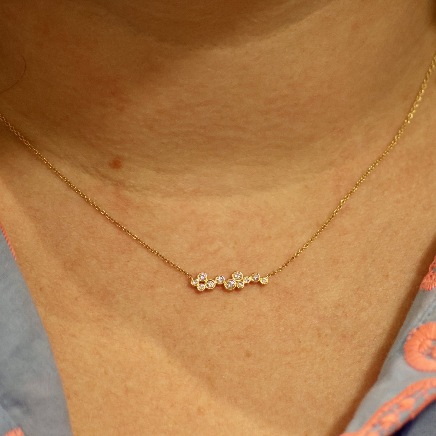 Ketting geel goud met tussenstuk met briljant 064327A
