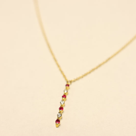 Ketting geel goud met tussenstuk met robijn 062297RA