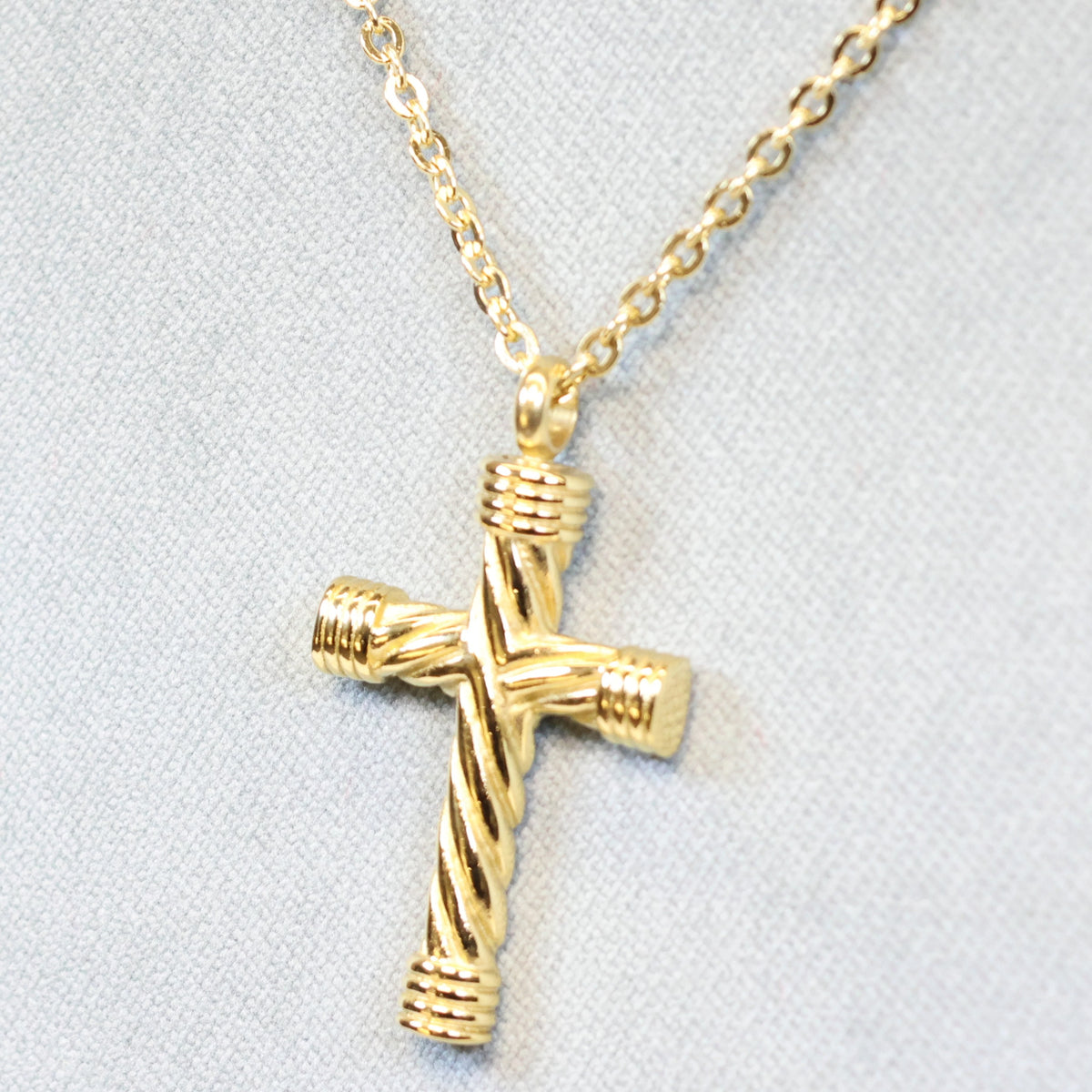 Gouden Stalen ketting heren met met kruis hanger 996391