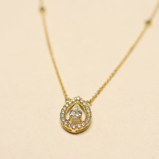 18karaat geel gouden ketting met tussenstuk met briljant 068443/A