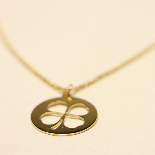 18KT gouden ketting met klavertje vier hanger 067082/42