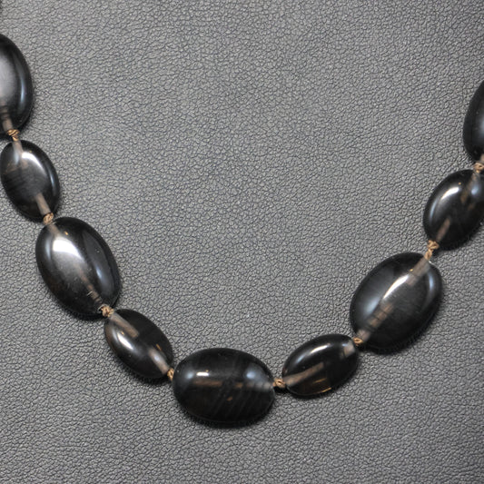 Obsidiaan Halssnoer met zilveren slot 00610545