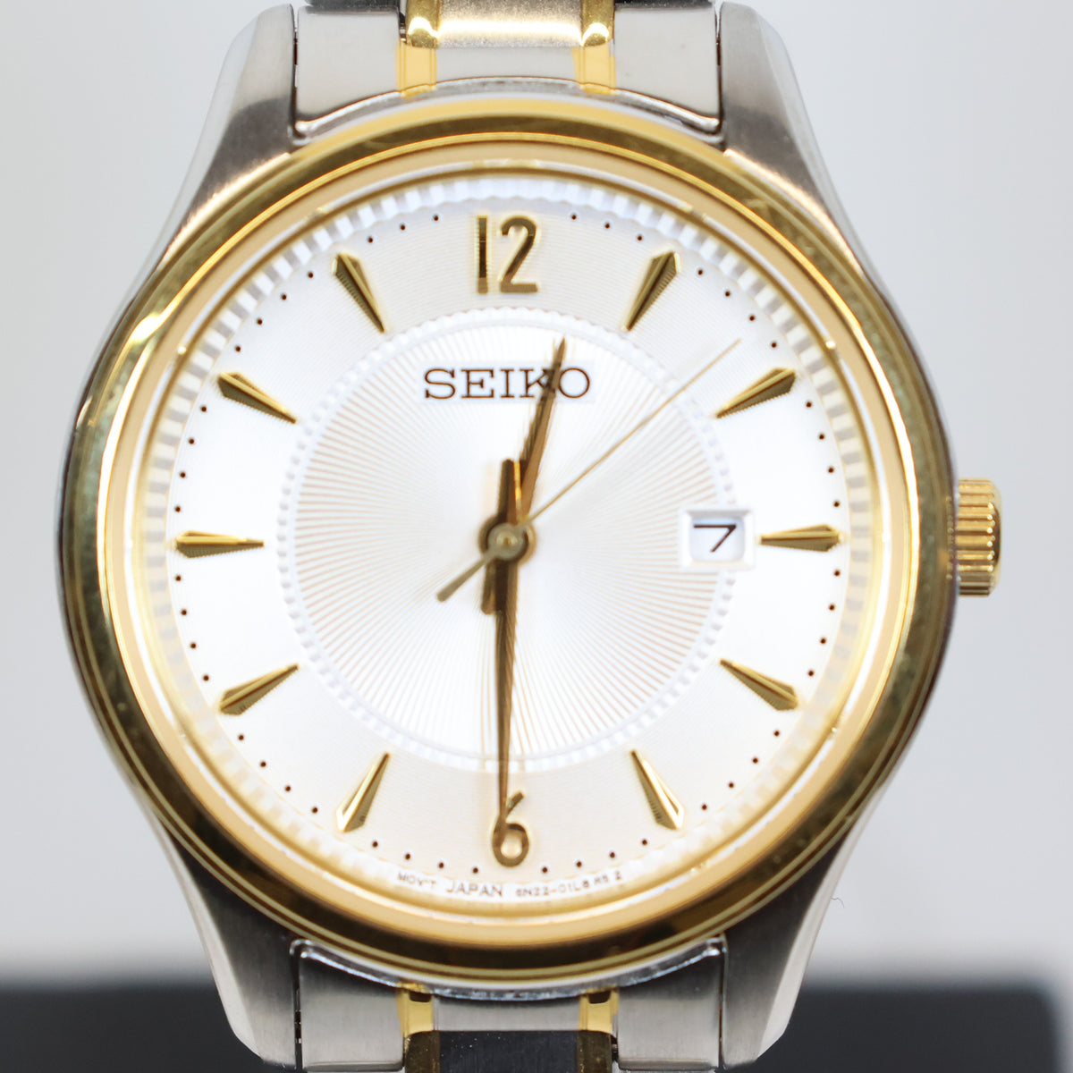 Seiko horloge dames SUR474P1 quartz date bicolor white dial