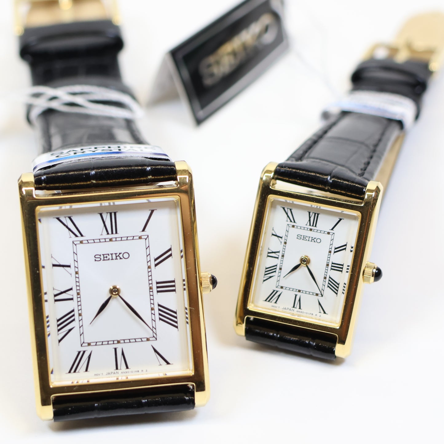 Seiko dameshorloge SWR108P1 square leren band white dial