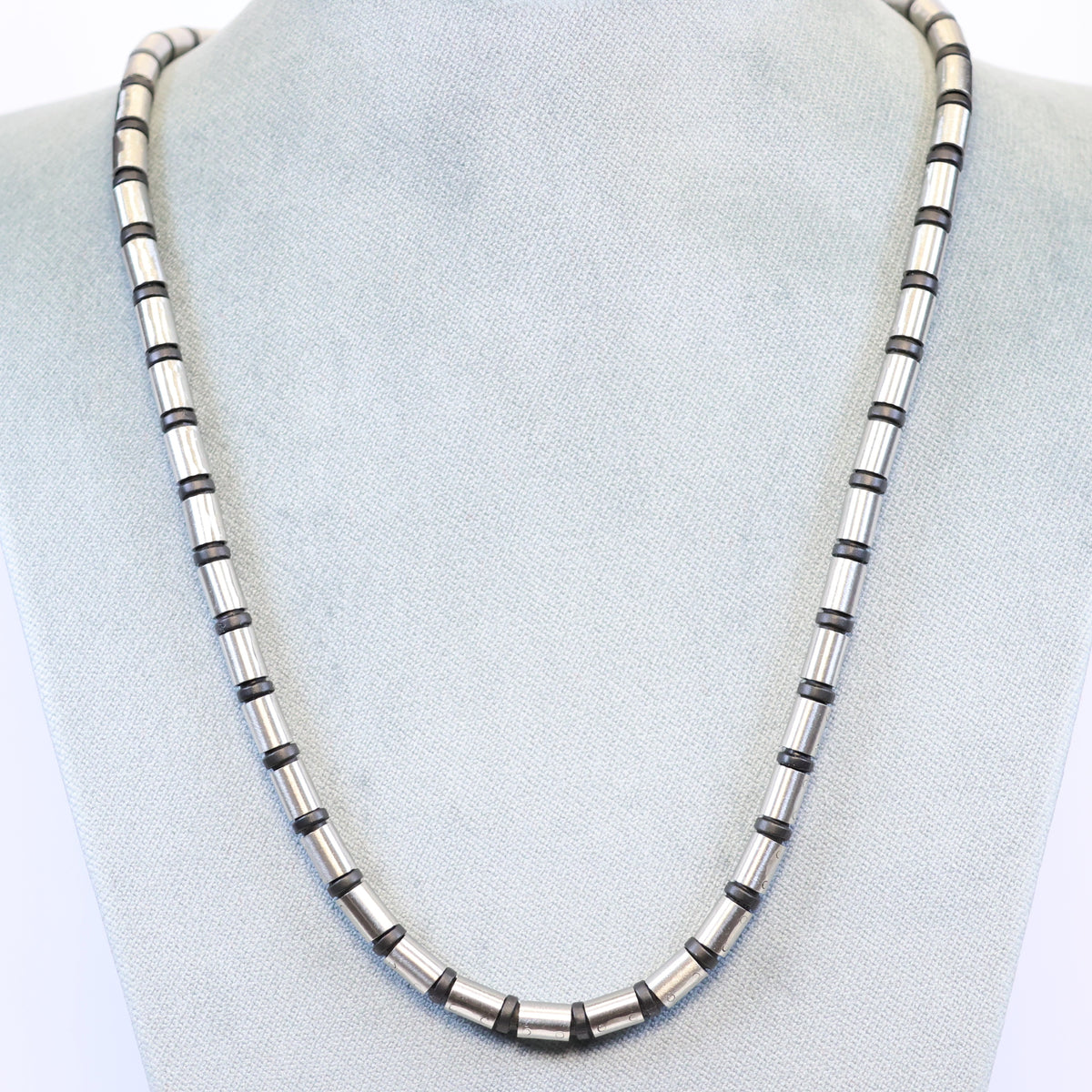 Stalen ketting heren met zwarte accenten 64641