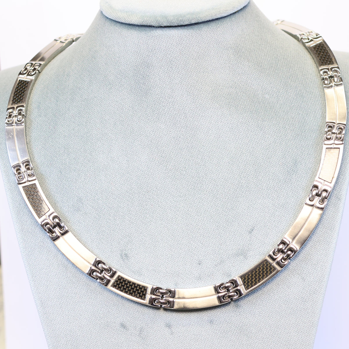 Bruce stalen ketting heren met carbon 393691
