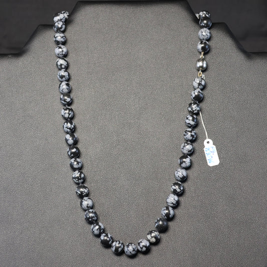 Obsidiaan Halssnoer met zilveren slot 00134493