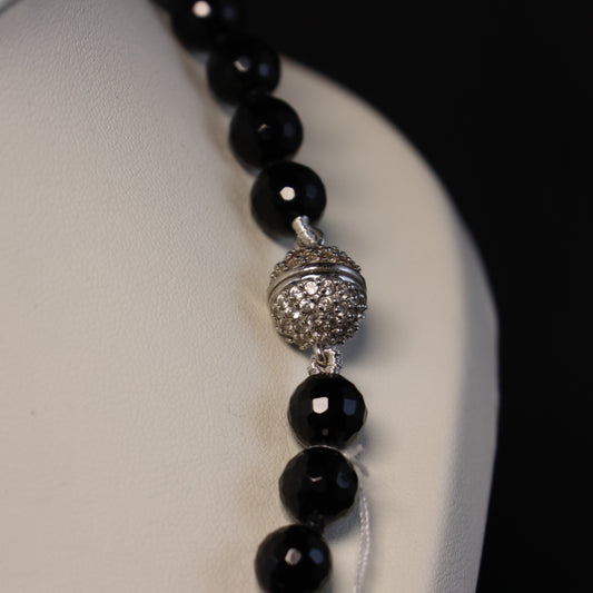 Onyx Halssnoer met zilveren magneetslot